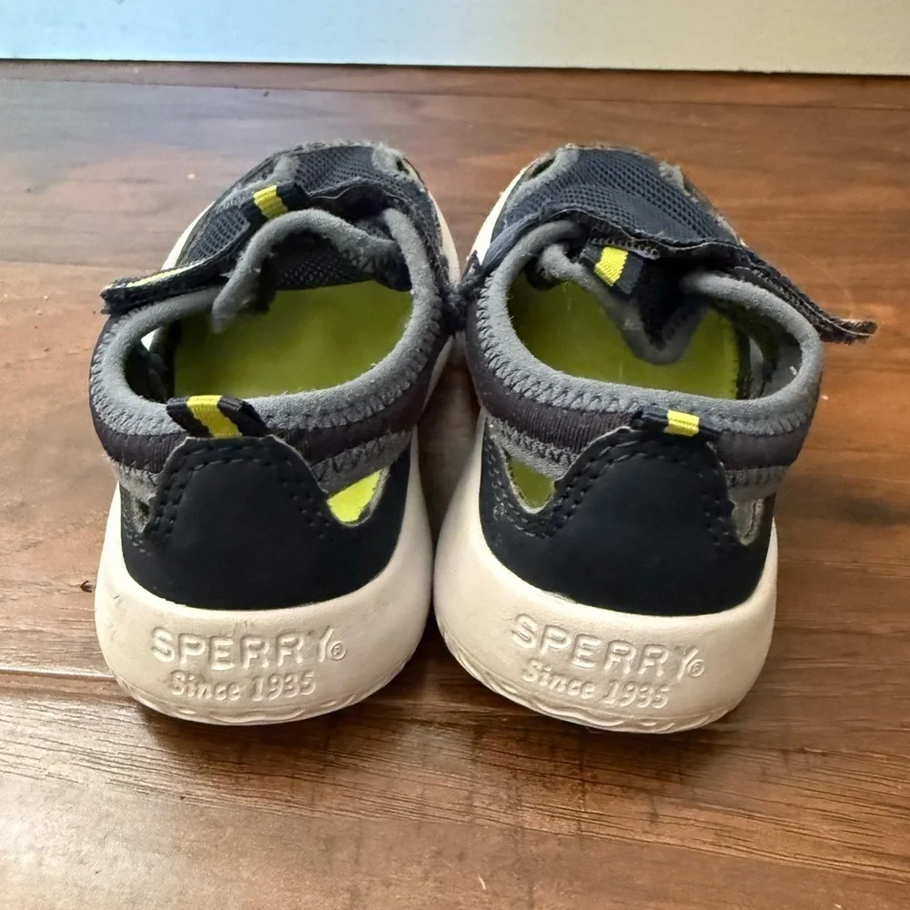 Sperry Blue and Green Water Shoes with Velcro Closure-Size 5